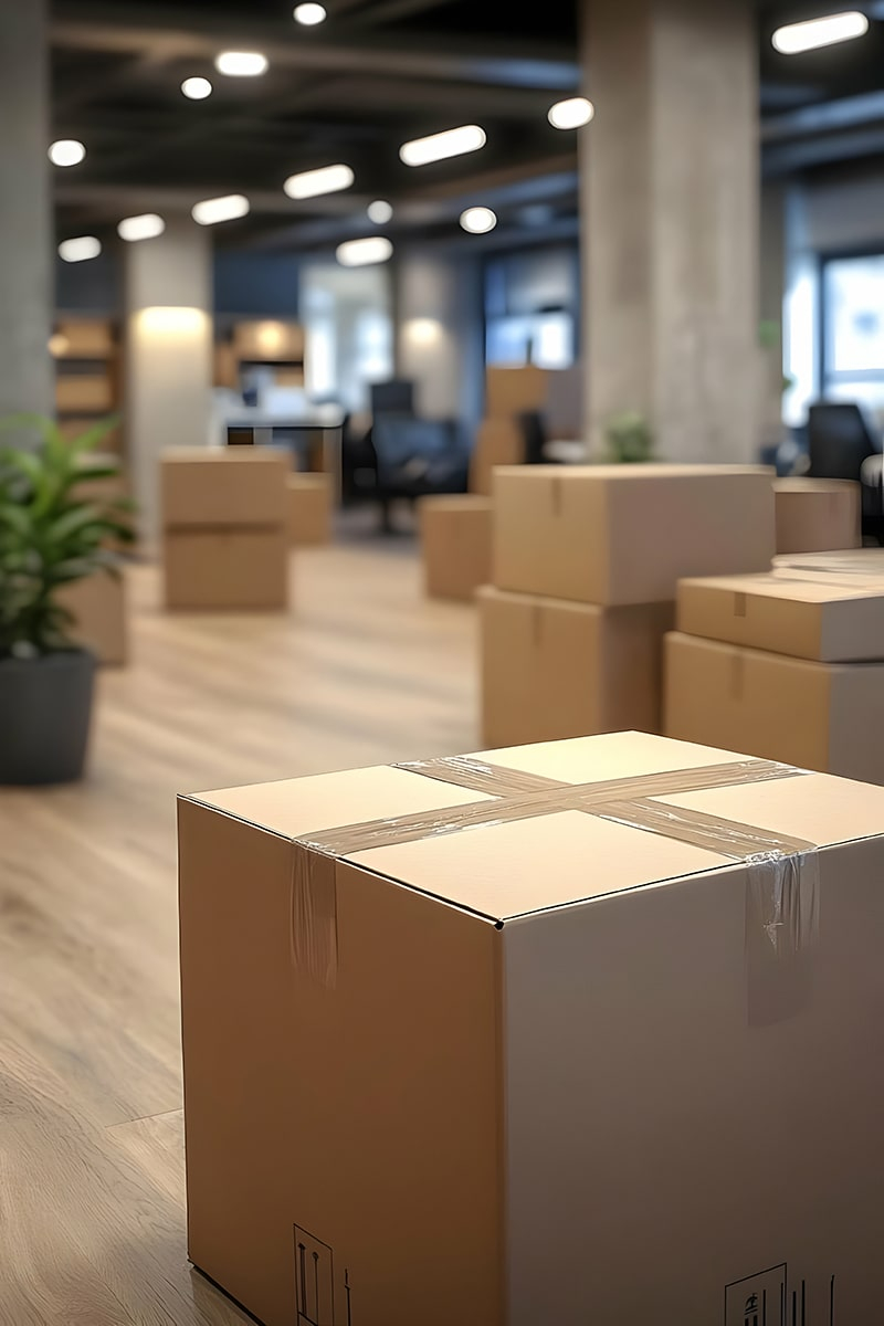 Umzugsmaterial in einem Büro